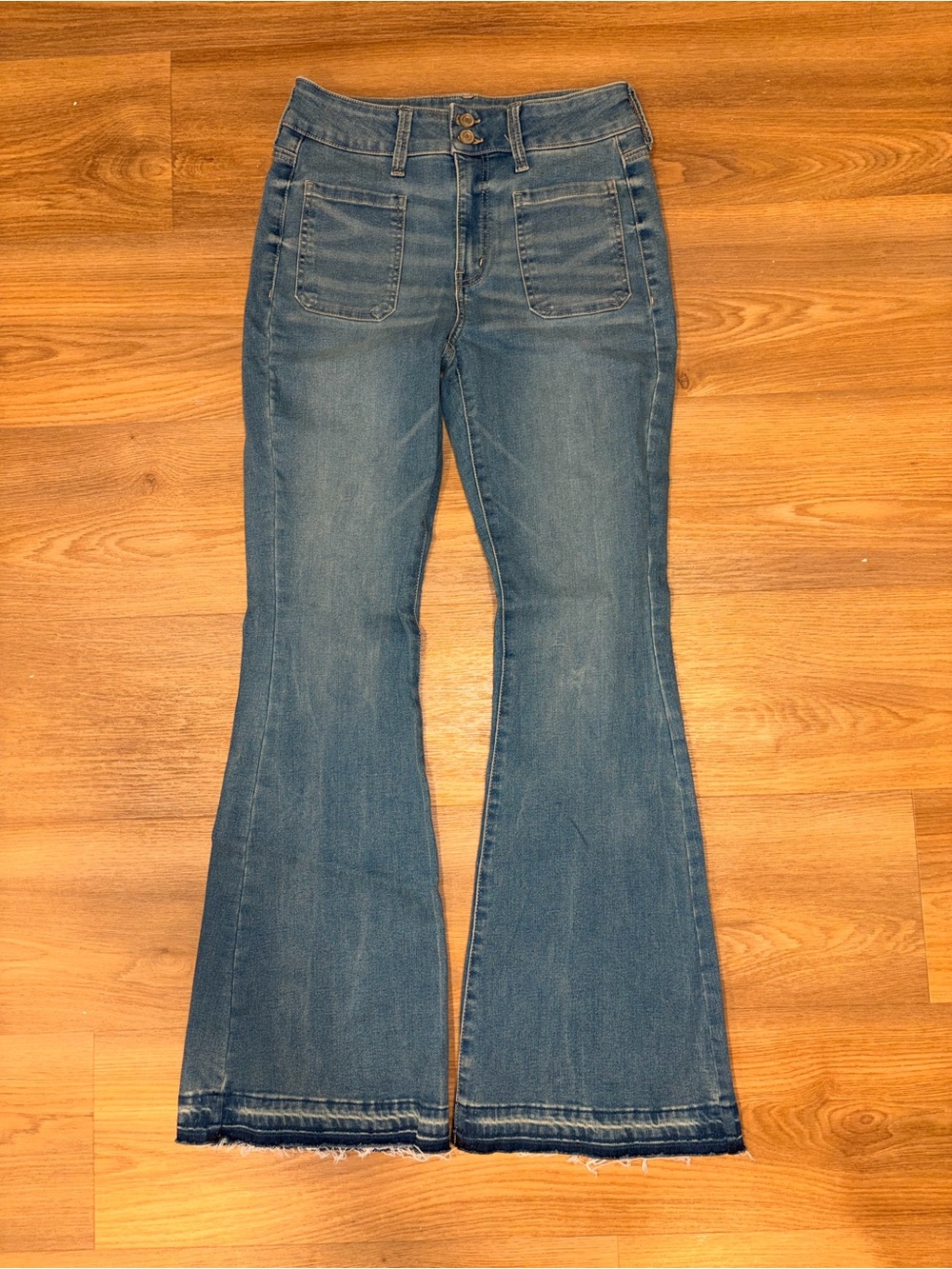 SO Women's Medium Blue High-Rise Flare Jeans